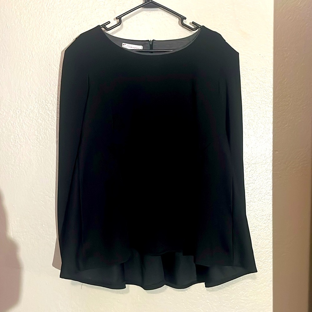 Black flared skirt top / tunic, plus size